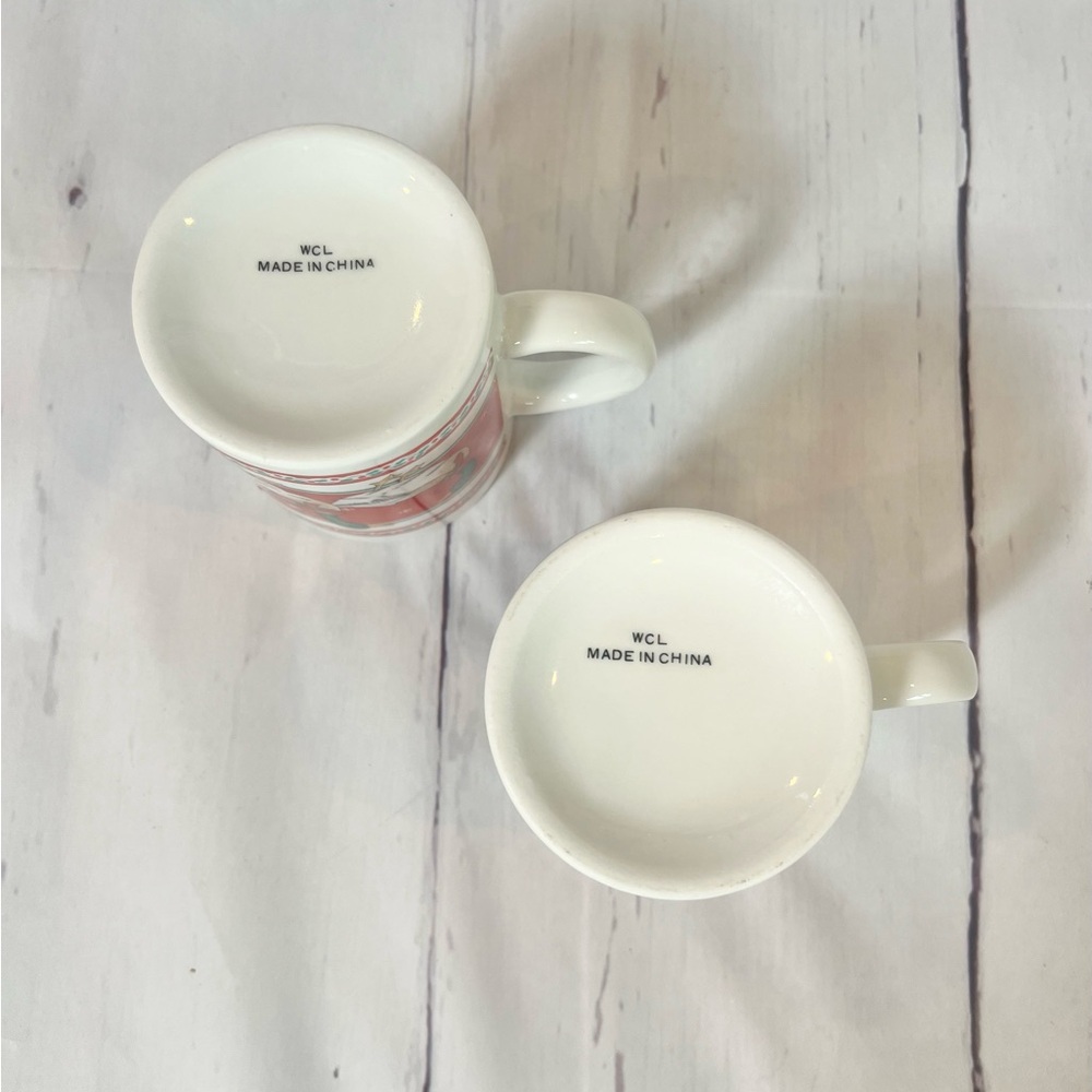 Vintage Christmas Mallard Duck Mugs Set of 2 Holiday Holly Berry Cottagecore - Picture 6 of 8